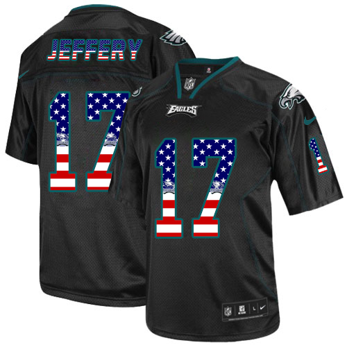 Nike Eagles #17 Alshon Jeffery Black Men's Stitched NFL Elite USA Flag Fashion Jersey - Click Image to Close